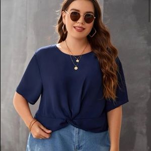 navy knot cropped top